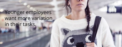 Variation in tasks is important for young employees according to employee surveys