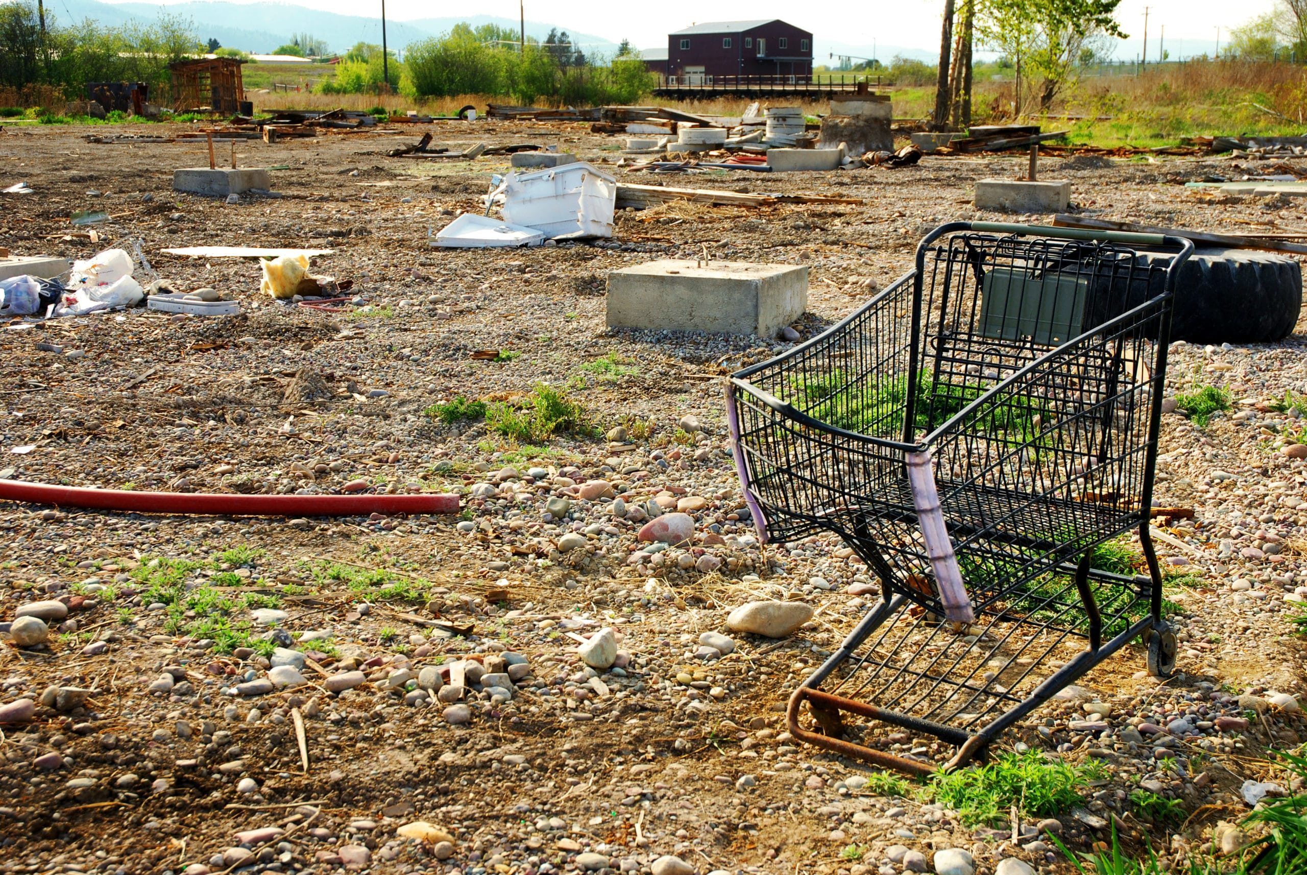 an abandoned shopping cart after a customer who left a business