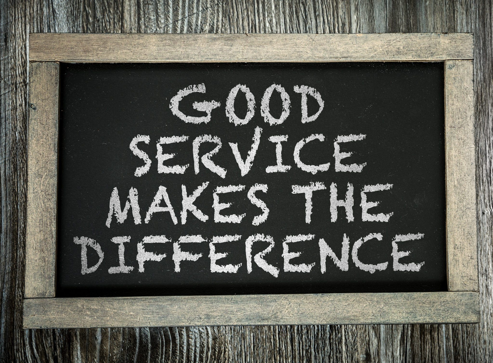 Good service makes the difference sign