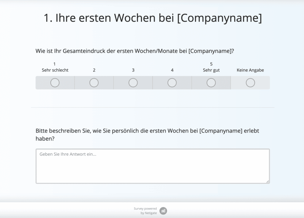 Beispiel einer Onboarding-Umfrage für neue Mitarbeiter