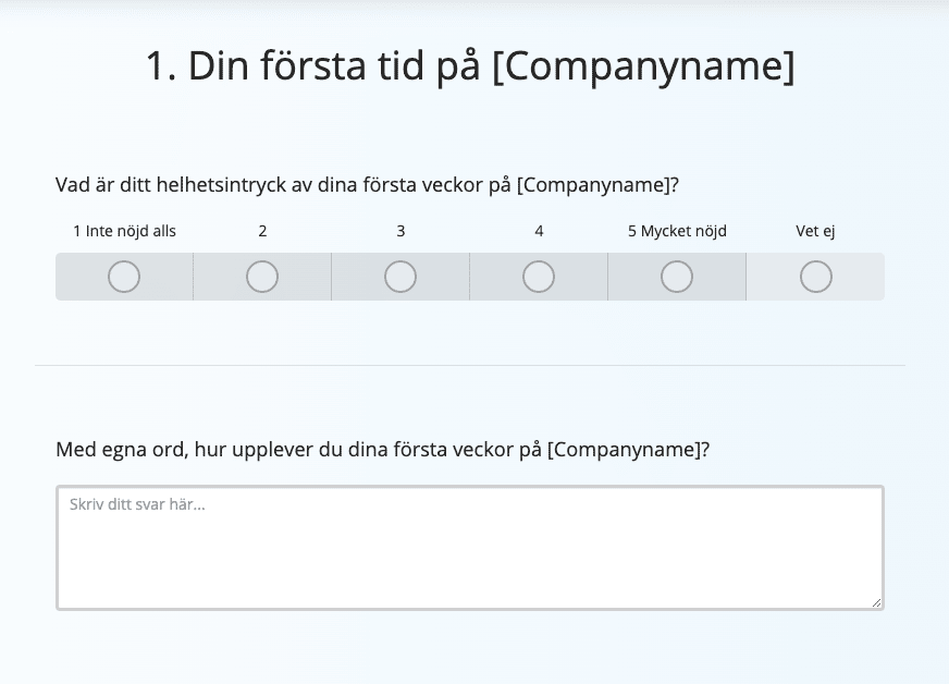 Example survey onboarding