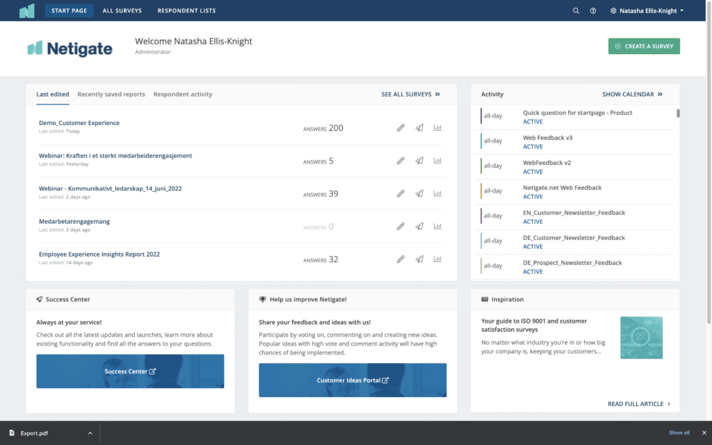 Umfrage Tool - Startseite