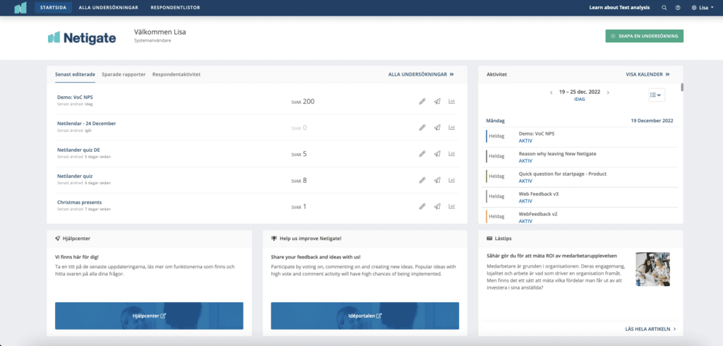 Netigate survey platform