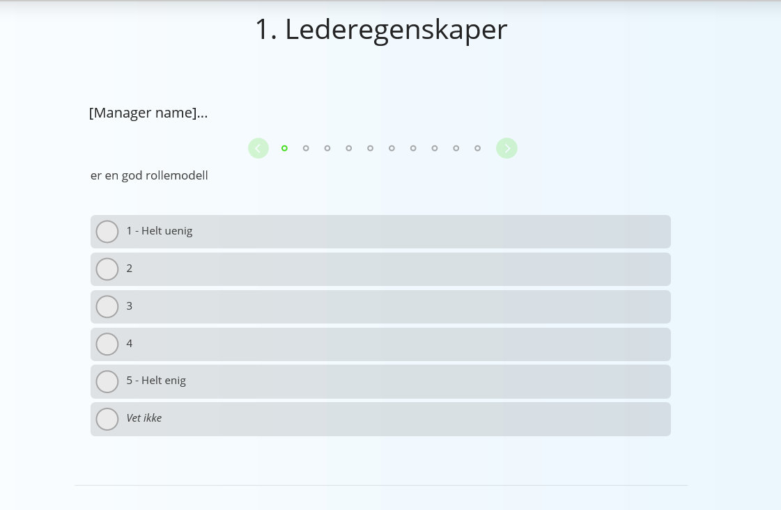 Eksempelspørsmål fra Netigates verktøy om 360 graders vurdering