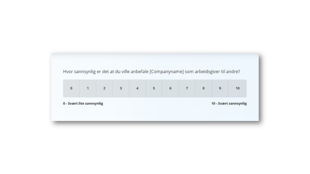 Eksempel på vurderingsskala som svarmulighet